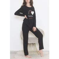 Embroidered Corduroy Pajama Set Black and White - 12519.1048.