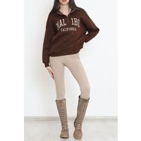 Embroidered Zipper Sweat Brown - 934.1247.