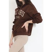 Embroidered Zipper Sweat Brown - 934.1247.