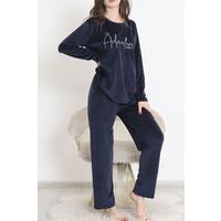 Embroidered Velvet Suit Navy Blue1 - 338.1287.