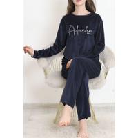 Embroidered Velvet Suit Navy Blue1 - 338.1287.