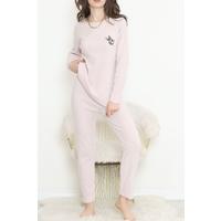 Nakışlı Fitilli Pijama Takımı Açıkpudra - 12519.1048.