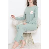 Nakışlı Fitilli Pijama Takımı Mintbeyaz - 12519.1048.