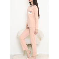 Nakışlı Fitilli Pijama Takımı Somon1 - 12519.1048.