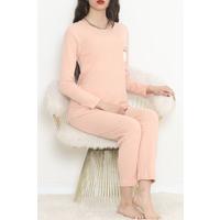 Nakışlı Fitilli Pijama Takımı Somon1 - 12519.1048.