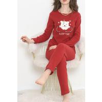 Nakışlı Fitilli Pijama Takımı Kırmızıbeyaz1 - 12519.1048.