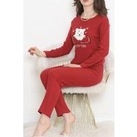 Nakışlı Fitilli Pijama Takımı Kırmızıbeyaz1 - 12519.1048.