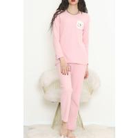 Nakışlı Fitilli Pijama Takımı Pembebeyaz - 12519.1048.