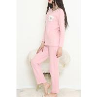 Nakışlı Fitilli Pijama Takımı Pembebeyaz - 12519.1048.