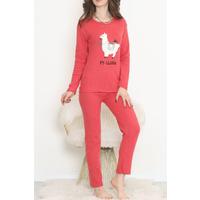 Nakışlı Fitilli Pijama Takımı Kırmızıbeyaz - 12519.1048.