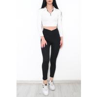 Ribbed Cross-Belt Leggings Black - 10423.1702.