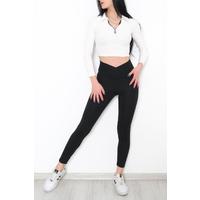 Ribbed Cross-Belt Leggings Black - 10423.1702.