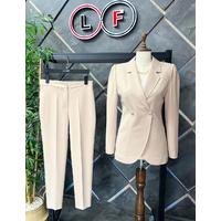 Shoulder Gathered Suit Beige