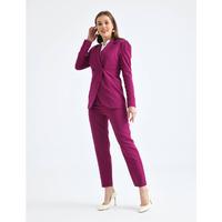 Shoulder Gathered Suit Plum