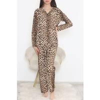 Önü Düğmeli Pijama Takımı Leopar - 150.1287.