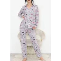 Button-Front Pajama Set Gray Pink - 150.1287.