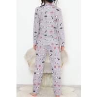 Button-Front Pajama Set Gray Pink - 150.1287.