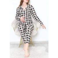 Button-Front Pajama Set Blackbeige - 150.1287.