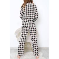 Button-Front Pajama Set Blackbeige - 150.1287.