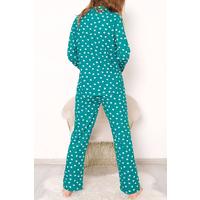 Pajama Set with Buttons on the Front with Green Heart - 150.1287.