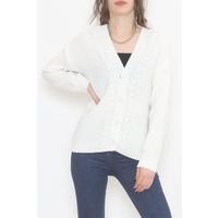 Knit Pattern Cardigan White - 374.1577.