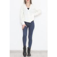 Knit Pattern Cardigan White - 374.1577.