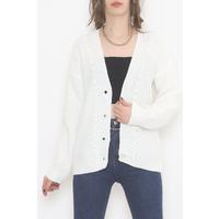 Knit Pattern Cardigan White - 374.1577.