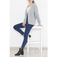 Knit Pattern Cardigan Gray - 374.1577.