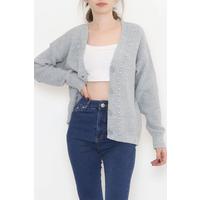 Knit Pattern Cardigan Gray - 374.1577.