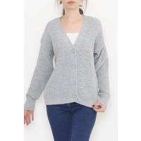 Knit Pattern Cardigan Gray - 374.1577.