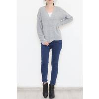 Knit Pattern Cardigan Gray - 374.1577.