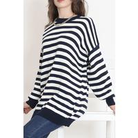 Oversize Striped Knitwear Navy Blue - 2025.1577.