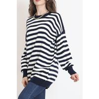 Oversize Striped Knitwear Navy Blue - 2025.1577.