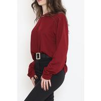 Oversize Ortadan Çımalı Bluz Bordo - 15913.1778.