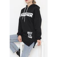 Oversize Yırtmaçlı Sweat Siyah - 12515.5238.