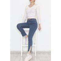 Blue Slim Jeans with Leg Slits - 5011.1606.