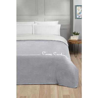 Pierre Cardin Cotton Blanket Double Logo Gray