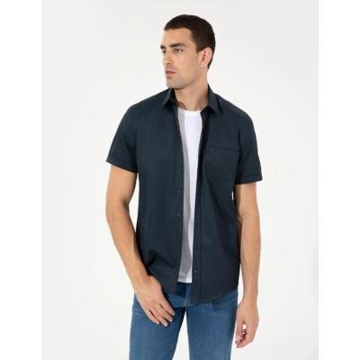 Pierre Cardin Navy Blue Regular Fit Short Sleeve Shirt 1475227.VR033