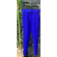 Pleat Detail Belted Carrot Trousers Saks Blue