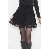 Pleated Lace Mini Skirt Black - 12368.148.