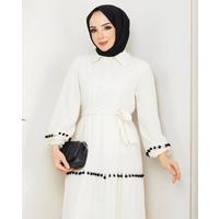 Pompom Detailed Dress White