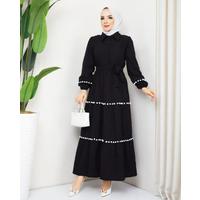 Pompom Detailed Dress Black