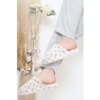 Polka Dot Plush Slippers Gray Brown - 12363.264.