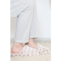 Polka Dot Plush Slippers Gray Brown - 12363.264.