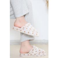 Polka Dot Plush Slippers Gray Brown - 12363.264.