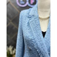 Tasseled 6 Button Knitted Fabric Winter Jacket Baby Blue