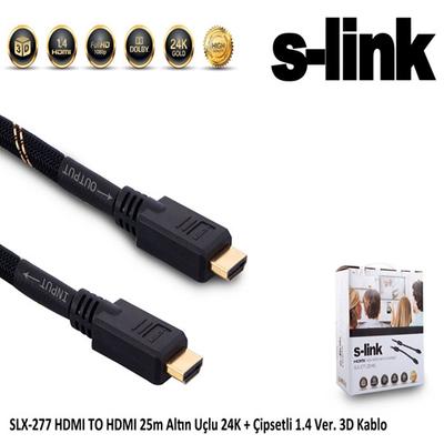 S-LINK SLX-277 HDMI - HDMI (25 метр) 24K 1.4 Ver. 3D алтын ұшы дисплей кабелі