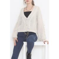 Casual Buttoned Cardigan Stone - 12408.1319.