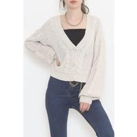 Casual Buttoned Cardigan Stone - 12408.1319.