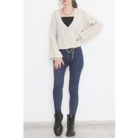 Casual Buttoned Cardigan Stone - 12408.1319.